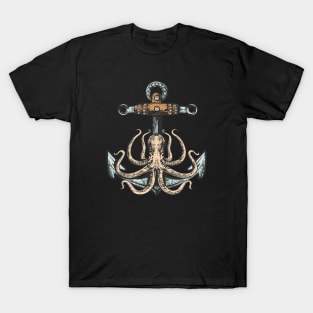 Octopus and Anchor Art Drawing illustration Color T-Shirt